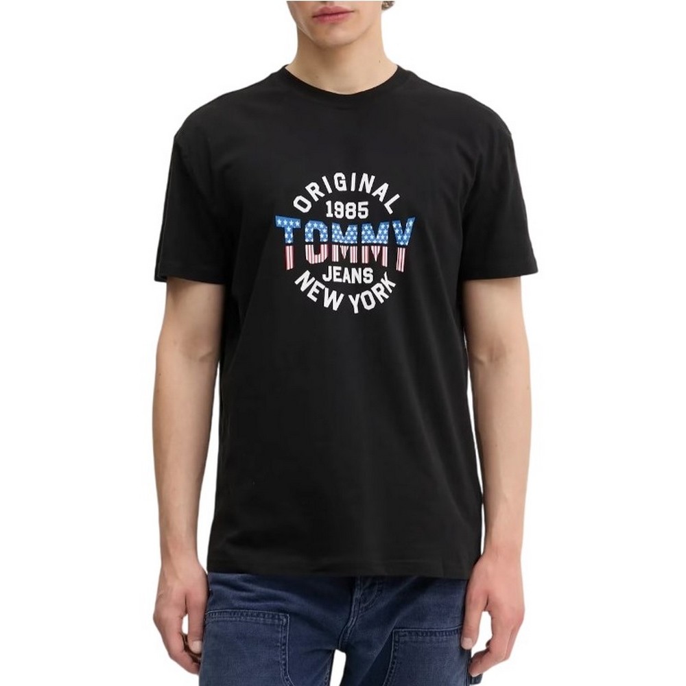 TOMMY JEANS REG USA CIRCLE GRAPH SS TE T-SHIRT ΜΠΛΟΥΖΑ ΑΝΔΡΙΚΗ BLACK