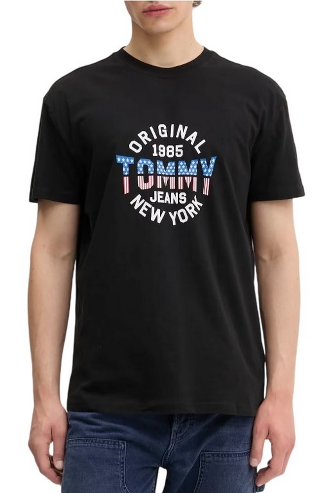TOMMY JEANS REG USA CIRCLE GRAPH SS TE T-SHIRT ΜΠΛΟΥΖΑ ΑΝΔΡΙΚΗ BLACK