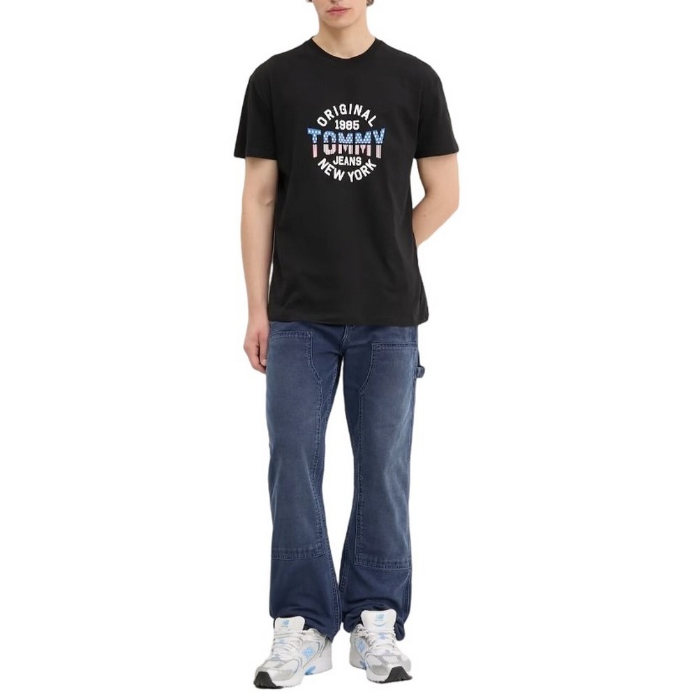 TOMMY JEANS REG USA CIRCLE GRAPH SS TE T-SHIRT ΜΠΛΟΥΖΑ ΑΝΔΡΙΚΗ BLACK