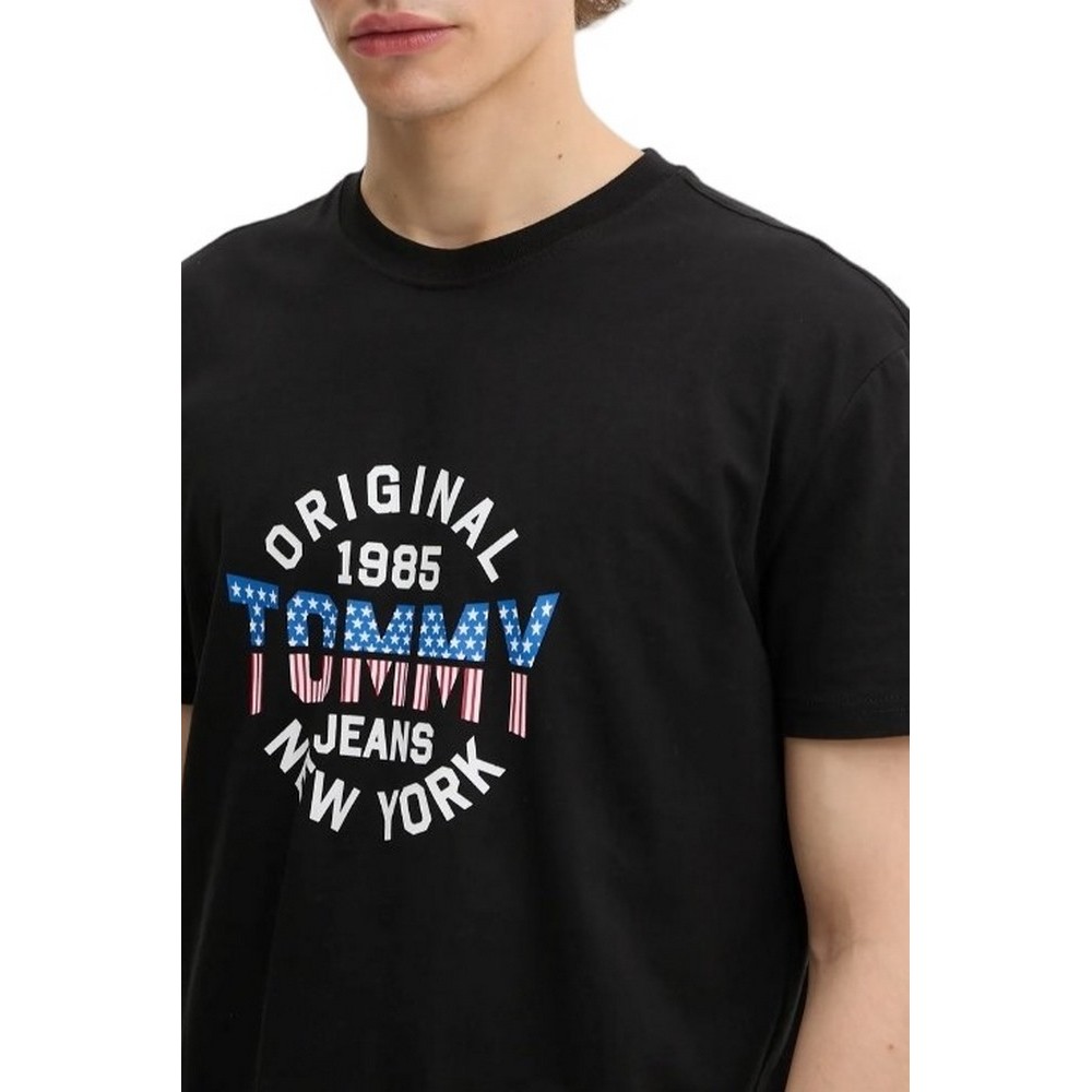 TOMMY JEANS REG USA CIRCLE GRAPH SS TE T-SHIRT ΜΠΛΟΥΖΑ ΑΝΔΡΙΚΗ BLACK