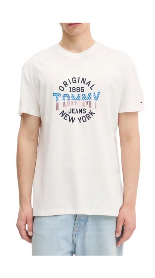 TOMMY JEANS REG USA CIRCLE GRAPH SS TE T-SHIRT ΜΠΛΟΥΖΑ ΑΝΔΡΙΚΗ WHITE