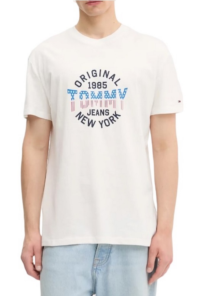 TOMMY JEANS REG USA CIRCLE GRAPH SS TE T-SHIRT ΜΠΛΟΥΖΑ ΑΝΔΡΙΚΗ WHITE
