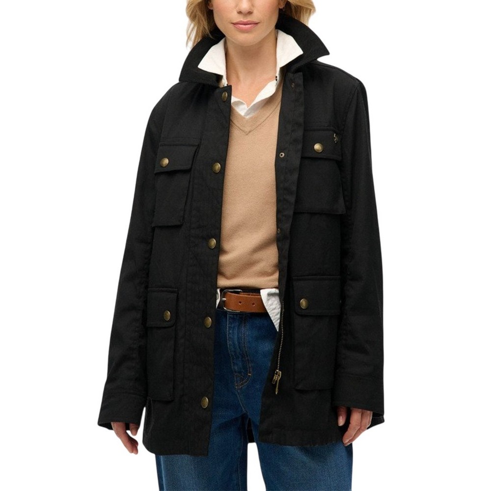 SUPERDRYD3 OVIN WAX JACKET ΜΠΟΥΦΑΝ ΓΥΝΑΙΚΕΙΟ BLACK