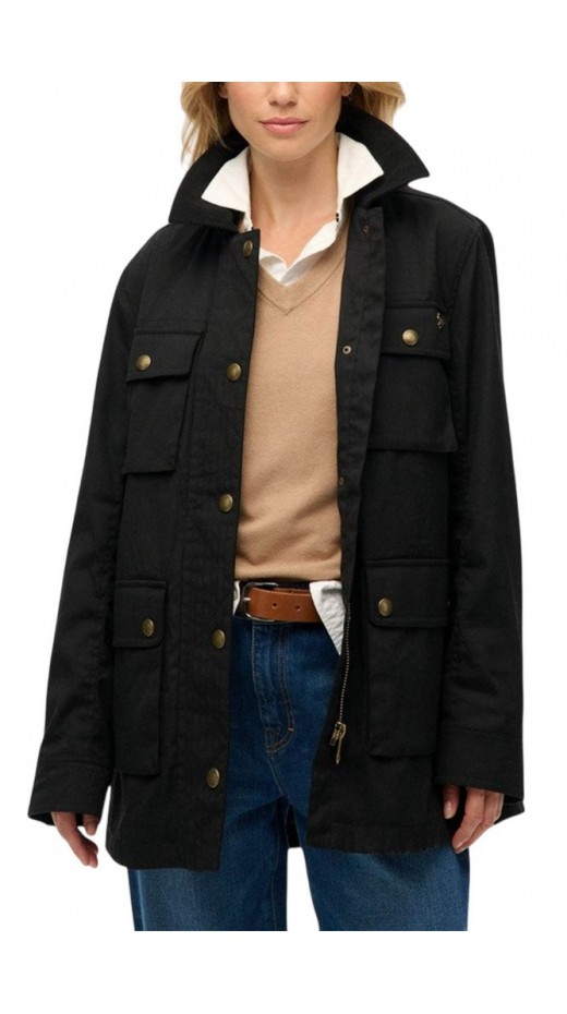 SUPERDRYD3 OVIN WAX JACKET ΜΠΟΥΦΑΝ ΓΥΝΑΙΚΕΙΟ BLACK