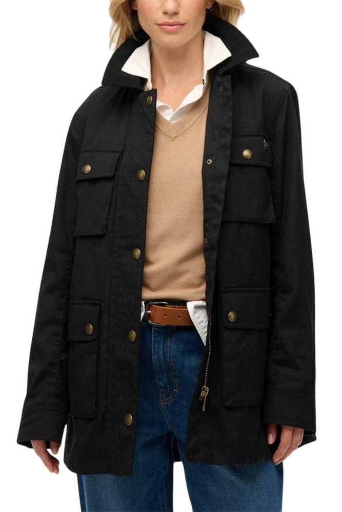 SUPERDRYD3 OVIN WAX JACKET ΜΠΟΥΦΑΝ ΓΥΝΑΙΚΕΙΟ BLACK