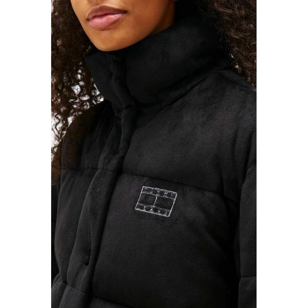 TOMMY JEANS QUILTED VELVET PUFFER JACKET ΜΠΟΥΦΑΝ ΓΥΝΑΙΚΕΙΟ BLACK