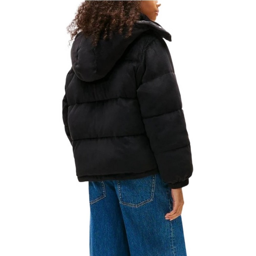 TOMMY JEANS QUILTED VELVET PUFFER JACKET ΜΠΟΥΦΑΝ ΓΥΝΑΙΚΕΙΟ BLACK