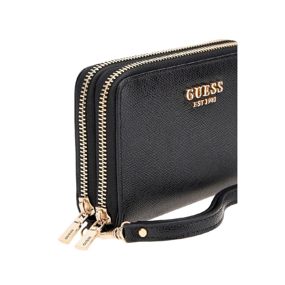 GUESS AMORETTE SLG MED DOUBLE ZIP ΠΟΡΤΟΦΟΛΙ ΓΥΝΑΙΚΕΙΟ BLACK
