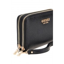 GUESS AMORETTE SLG MED DOUBLE ZIP ΠΟΡΤΟΦΟΛΙ ΓΥΝΑΙΚΕΙΟ BLACK