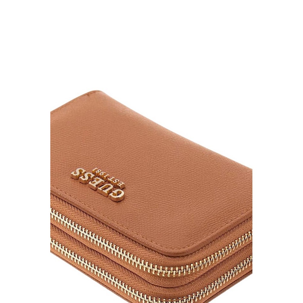 GUESS AMORETTE SLG MED DOUBLE ZIP ΠΟΡΤΟΦΟΛΙ ΓΥΝΑΙΚΕΙΟ COGNAC