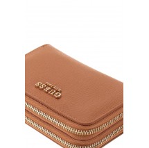 GUESS AMORETTE SLG MED DOUBLE ZIP ΠΟΡΤΟΦΟΛΙ ΓΥΝΑΙΚΕΙΟ COGNAC