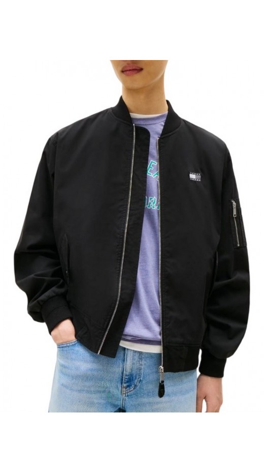 TOMMY JEANS COTTON BOMBER JACKET ΜΠΟΥΦΑΝ ΑΝΔΡΙΚΟ BLACK