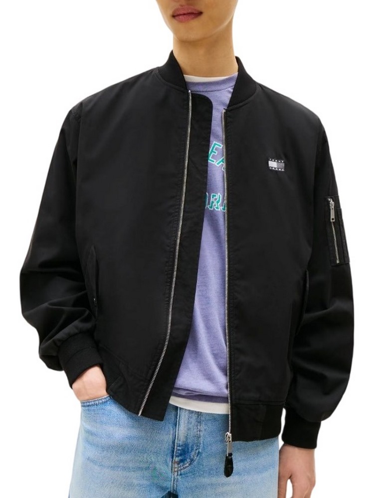 TOMMY JEANS COTTON BOMBER JACKET ΜΠΟΥΦΑΝ ΑΝΔΡΙΚΟ BLACK