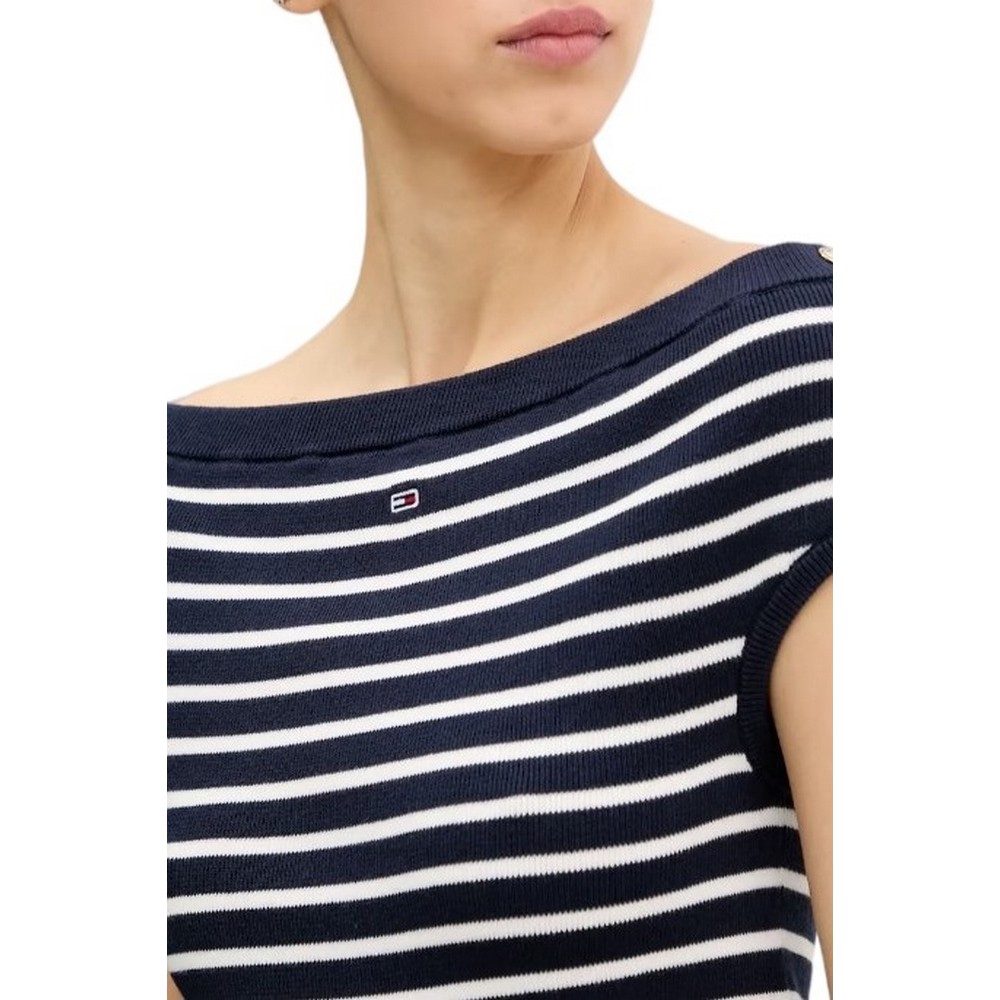 TOMMY JEANS OFF SHOULDER STRIPE SWEATER ΤΟΠ ΓΥΝΑΙΚΕΙΟ NAVY