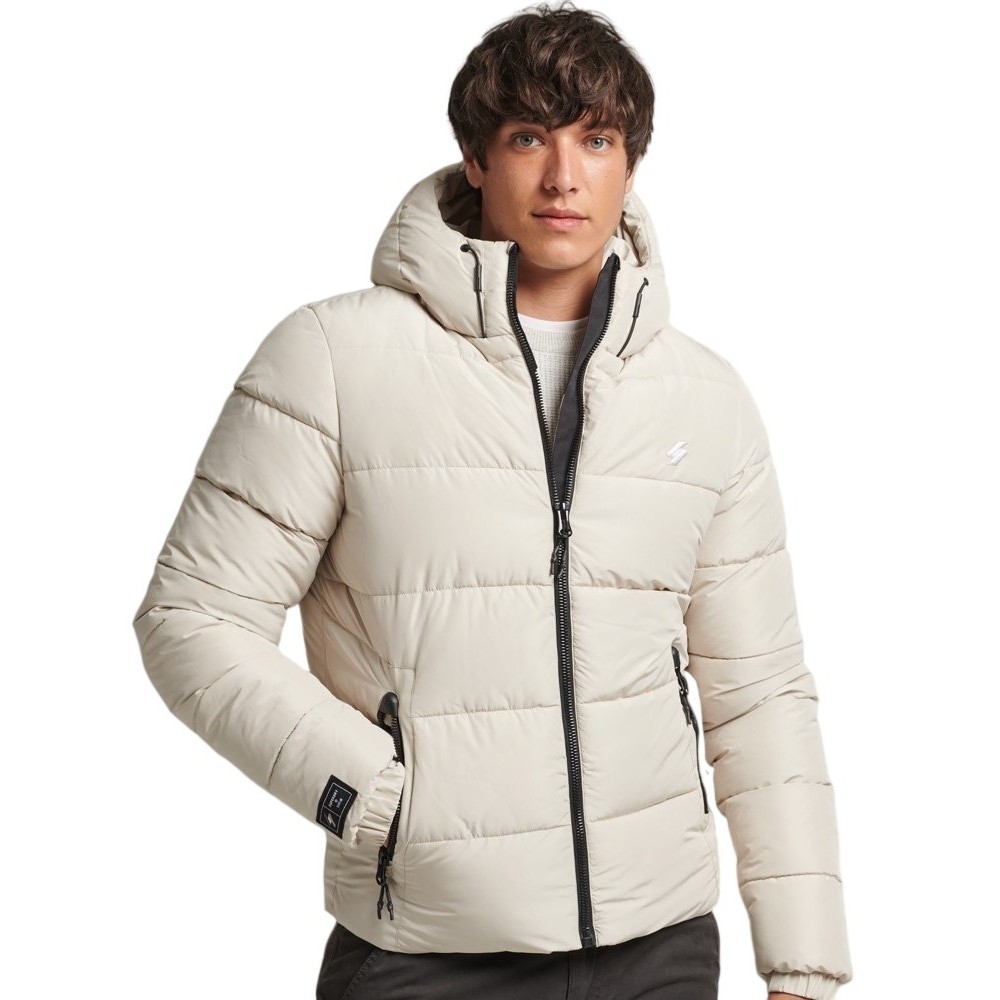 ΜΠΟΥΦΑΝ HOODED SPORTS PUFFER ΑΝΔΡΙΚΟ SUPERDRY ECRU