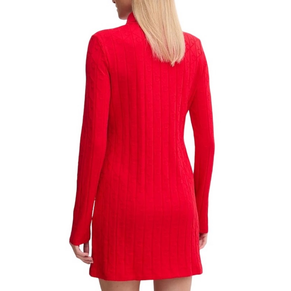 CALVIN KLEIN JEANS AOP JACQUARD LS POLO DRESS ΦΟΡΕΜΑ ΓΥΝΑΙΚΕΙΟ RED