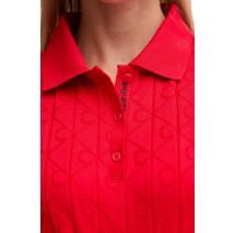CALVIN KLEIN JEANS AOP JACQUARD LS POLO DRESS ΦΟΡΕΜΑ ΓΥΝΑΙΚΕΙΟ RED