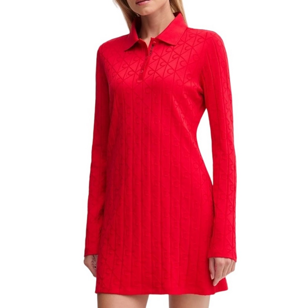 CALVIN KLEIN JEANS AOP JACQUARD LS POLO DRESS ΦΟΡΕΜΑ ΓΥΝΑΙΚΕΙΟ RED