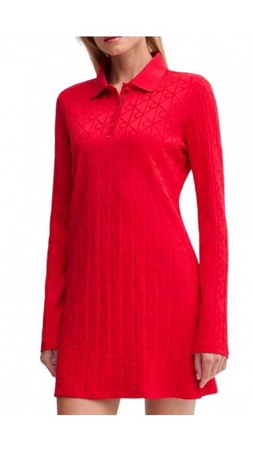 CALVIN KLEIN JEANS AOP JACQUARD LS POLO DRESS ΦΟΡΕΜΑ ΓΥΝΑΙΚΕΙΟ RED