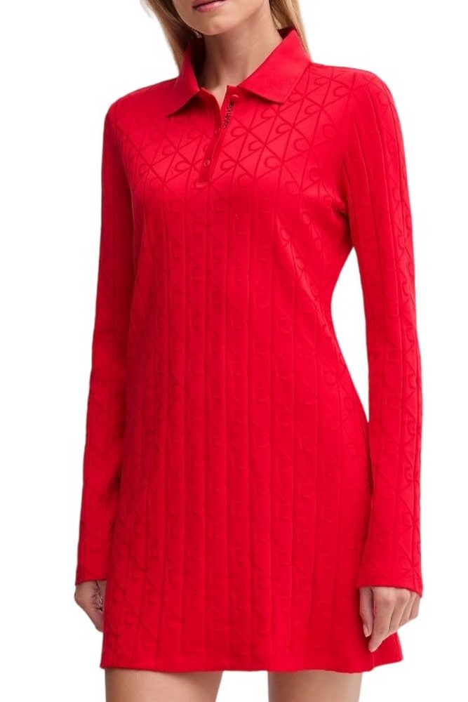 CALVIN KLEIN JEANS AOP JACQUARD LS POLO DRESS ΦΟΡΕΜΑ ΓΥΝΑΙΚΕΙΟ RED