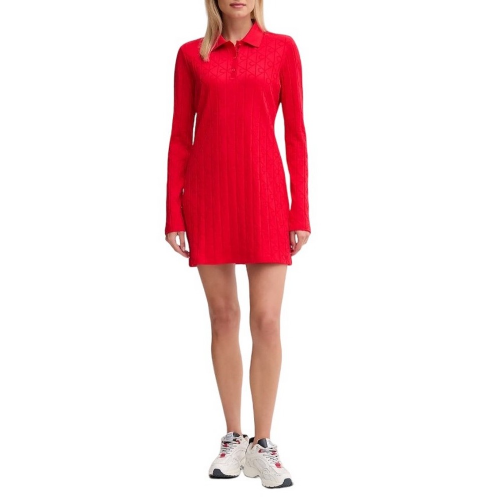 CALVIN KLEIN JEANS AOP JACQUARD LS POLO DRESS ΦΟΡΕΜΑ ΓΥΝΑΙΚΕΙΟ RED