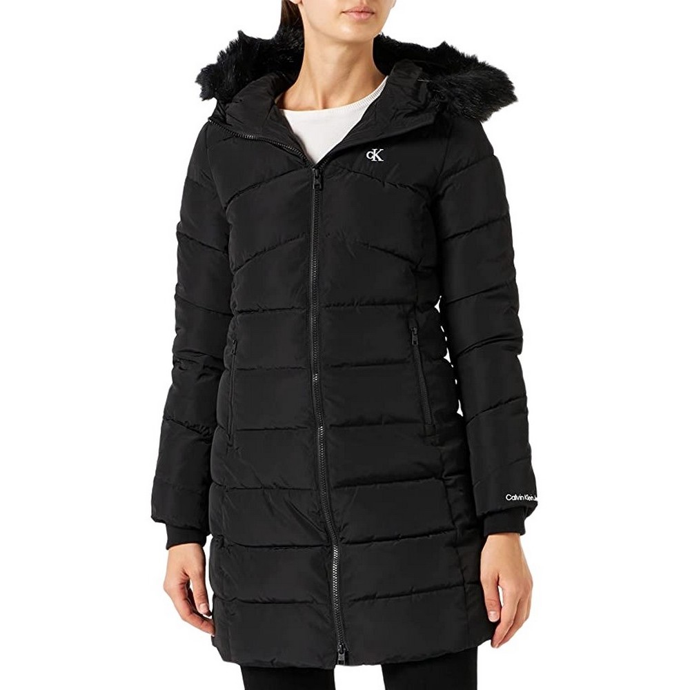 CALVIN KLEIN JEANS FAUX FUR MW FITTED LONG PUFFER ΜΠΟΥΦΑΝ ΓΥΝΑΙΚΕΙΟ BLACK