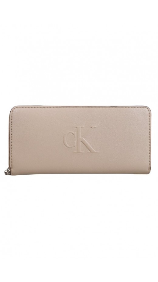 CALVIN KLEIN JEANS SCULPTED ZIP AROUND WALLET ΠΟΡΤΟΦΟΛΙ ΓΥΝΑΙΚΕΙΟ BEIGE