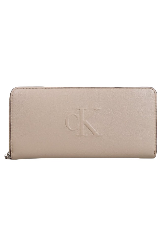 CALVIN KLEIN JEANS SCULPTED ZIP AROUND WALLET ΠΟΡΤΟΦΟΛΙ ΓΥΝΑΙΚΕΙΟ BEIGE