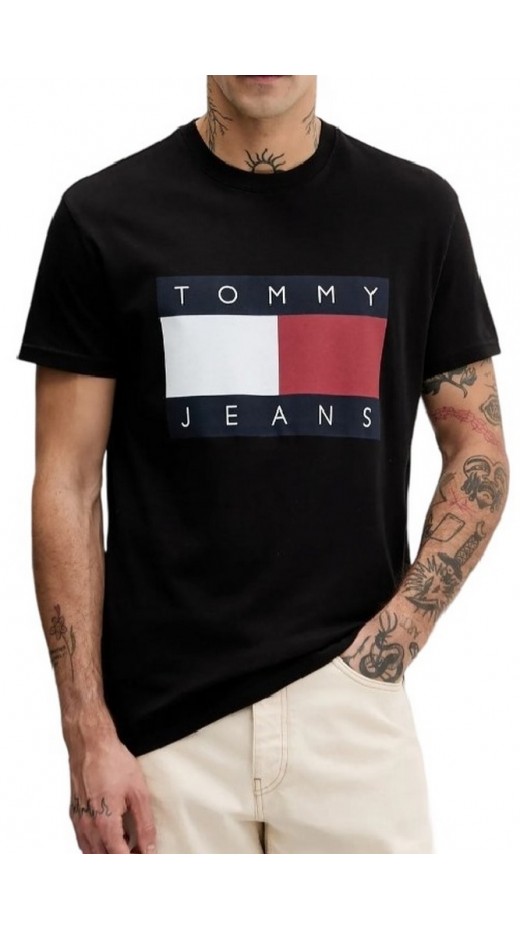 TOMMY JEANS  REG BIG FLAG TEE T-SHIRT ΜΠΛΟΥΖΑ ΑΝΔΡΙΚΗ BLACK