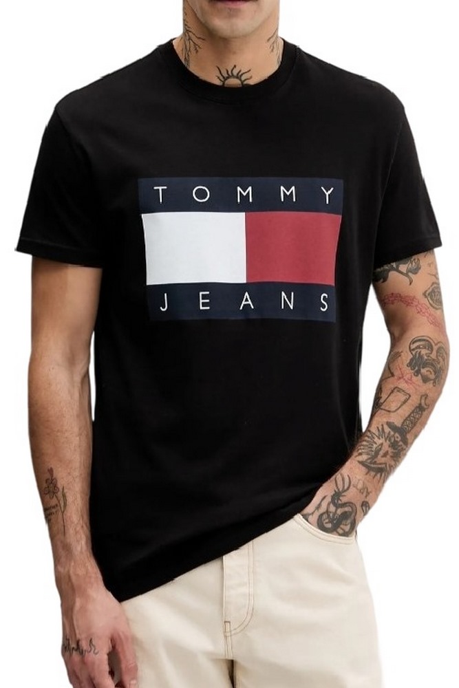TOMMY JEANS  REG BIG FLAG SS TEE T-SHIRT ΜΠΛΟΥΖΑ ΑΝΔΡΙΚΗ BLACK