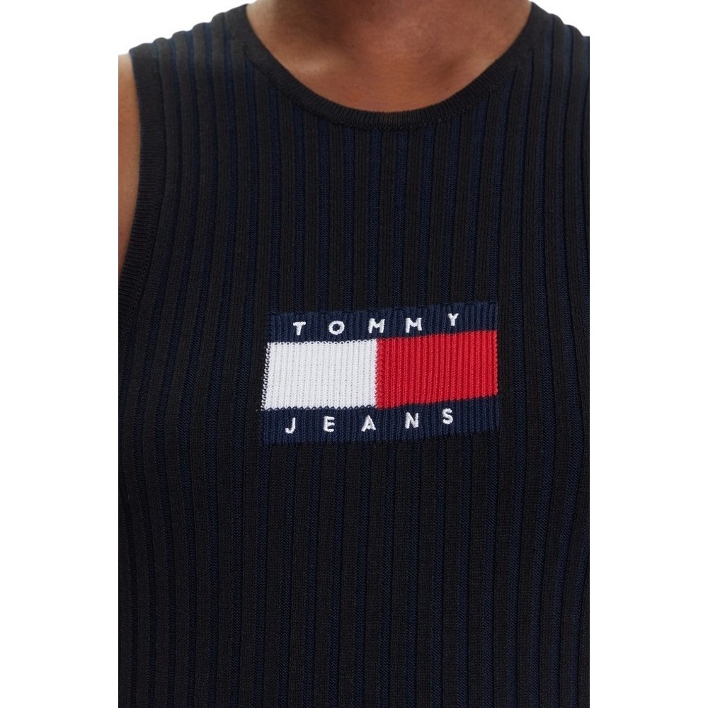 TOMMY JEANS FLAG SWEATER MINI DRESS EXT ΦΟΡΕΜΑ ΓΥΝΑΙΚΕΙΟ BLACK