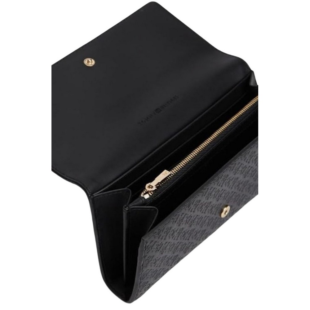 TOMMY HILFIGER ICON LRG FLAP WALLET MONO ΠΟΡΤΟΦΟΛΙ ΓΥΝΑΙΚΕΙΟ BLACK