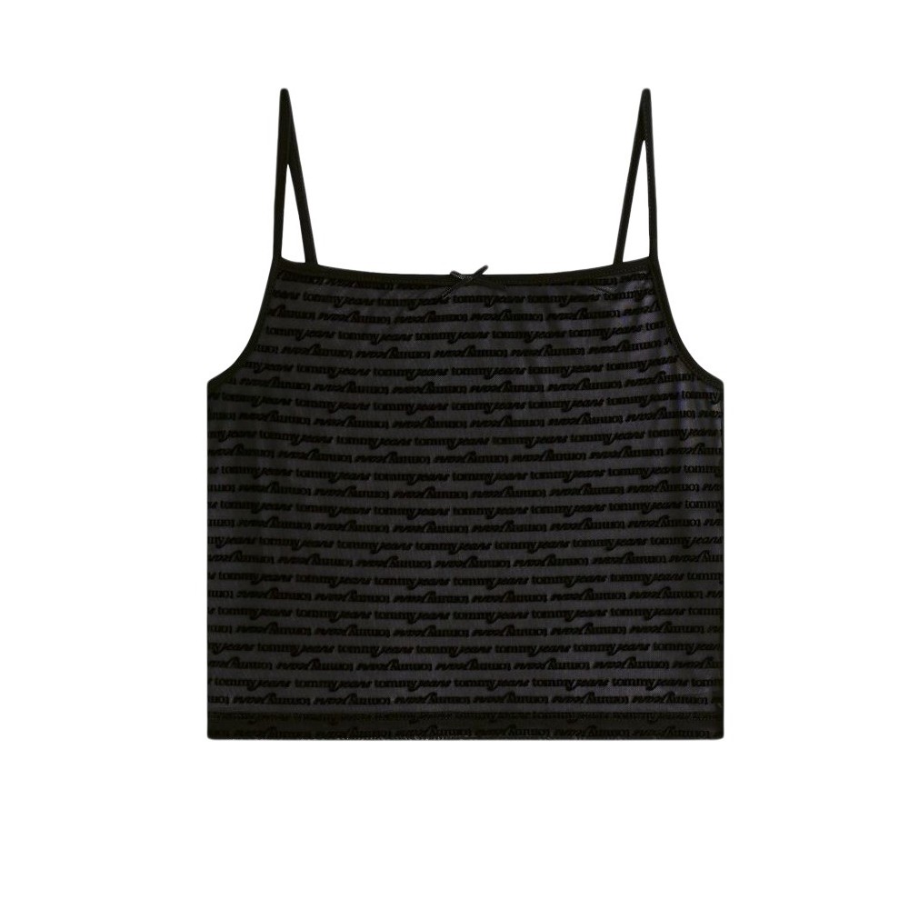 TOMMY JEANS  SLIM SH SCRIPT AOP MESH TOP ΤΟΠ ΓΥΝΑΚΕΙΟ BLACK