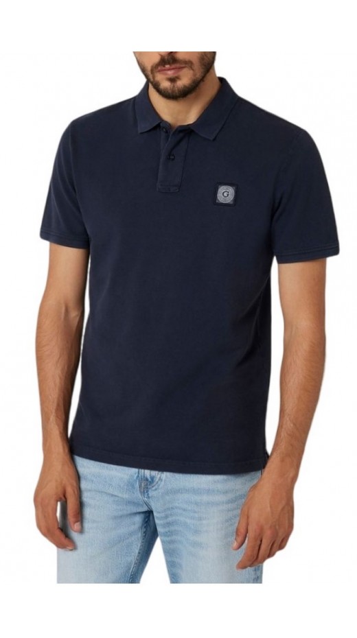 GUESS WASHED SS T-SHIRT POLO ΜΠΛΟΥΖΑ ΑΝΔΡΙΚΗ NAVY