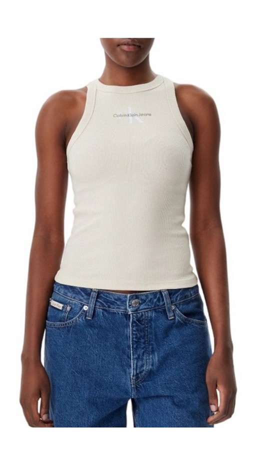 CALVIN KLEIN JEANS MONOLOGO RIB TANK TOP ΤΟΠ ΓΥΝΑΙΚΕΙΟ SAND