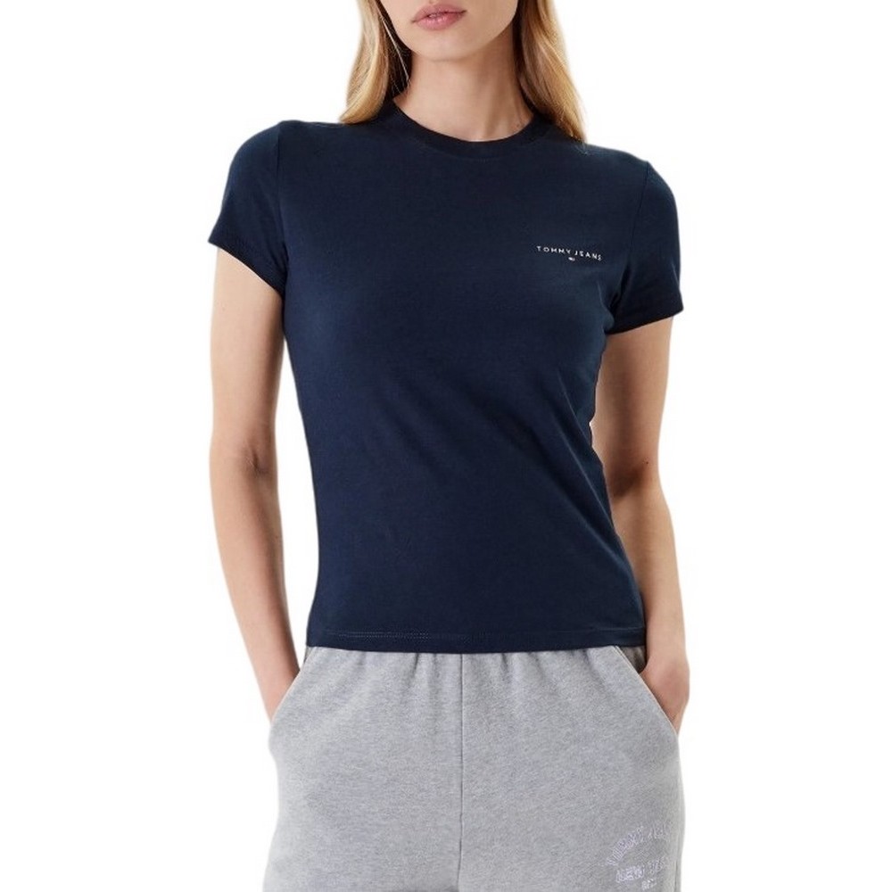 TOMMY JEANS SLIM LINEAR SS TEE EXT T-SHIRT ΜΠΛΟΥΖΑ ΓΥΝΑΙΚΕΙΑ NAVY