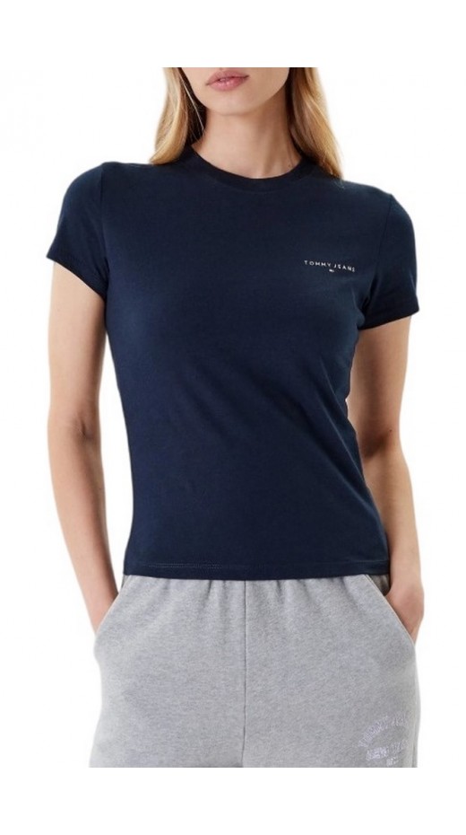 TOMMY JEANS SLIM LINEAR SS TEE EXT T-SHIRT ΜΠΛΟΥΖΑ ΓΥΝΑΙΚΕΙΑ NAVY