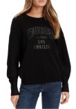 GUESS LS CN LEIGHTON LOGO SWTR ΜΠΛΟΥΖΑ ΠΛΕΚΤΗ ΓΥΝΑΙΚΕΙΑ BLACK