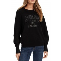 GUESS LS CN LEIGHTON LOGO SWTR ΜΠΛΟΥΖΑ ΠΛΕΚΤΗ ΓΥΝΑΙΚΕΙΑ BLACK