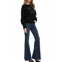 GUESS LS CN LEIGHTON LOGO SWTR ΜΠΛΟΥΖΑ ΠΛΕΚΤΗ ΓΥΝΑΙΚΕΙΑ BLACK