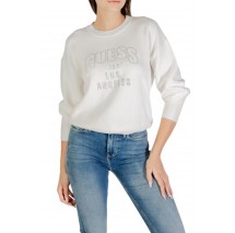 GUESS LS CN LEIGHTON LOGO SWTR ΜΠΛΟΥΖΑ ΠΛΕΚΤΗ ΓΥΝΑΙΚΕΙΑ OFF WHITE