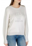 GUESS LS CN LEIGHTON LOGO SWTR ΜΠΛΟΥΖΑ ΠΛΕΚΤΗ ΓΥΝΑΙΚΕΙΑ OFF WHITE