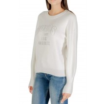 GUESS LS CN LEIGHTON LOGO SWTR ΜΠΛΟΥΖΑ ΠΛΕΚΤΗ ΓΥΝΑΙΚΕΙΑ OFF WHITE