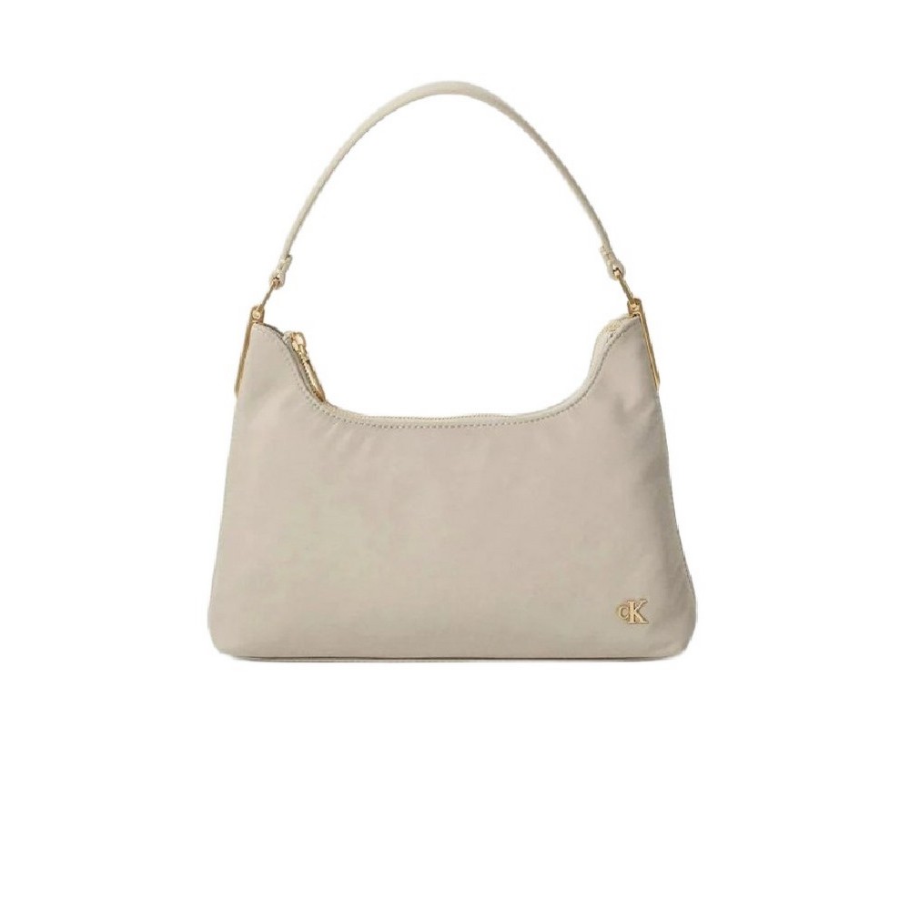 CALVIN KLEIN SATIN NYLON SMALL SHOULDER BAG ΤΣΑΝΤΑ ΓΥΝΑΙΚΕΙΑ BEIGE