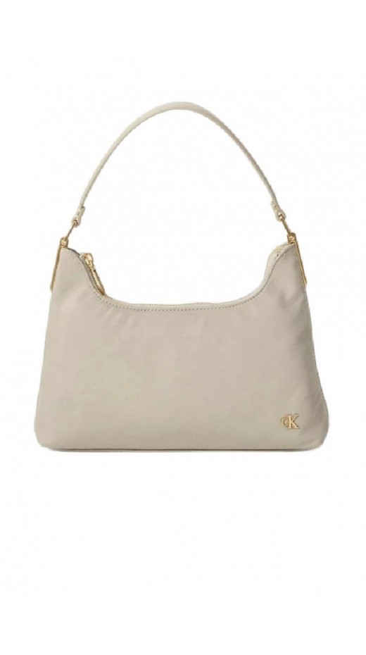 CALVIN KLEIN SATIN NYLON SMALL SHOULDER BAG ΤΣΑΝΤΑ ΓΥΝΑΙΚΕΙΑ BEIGE