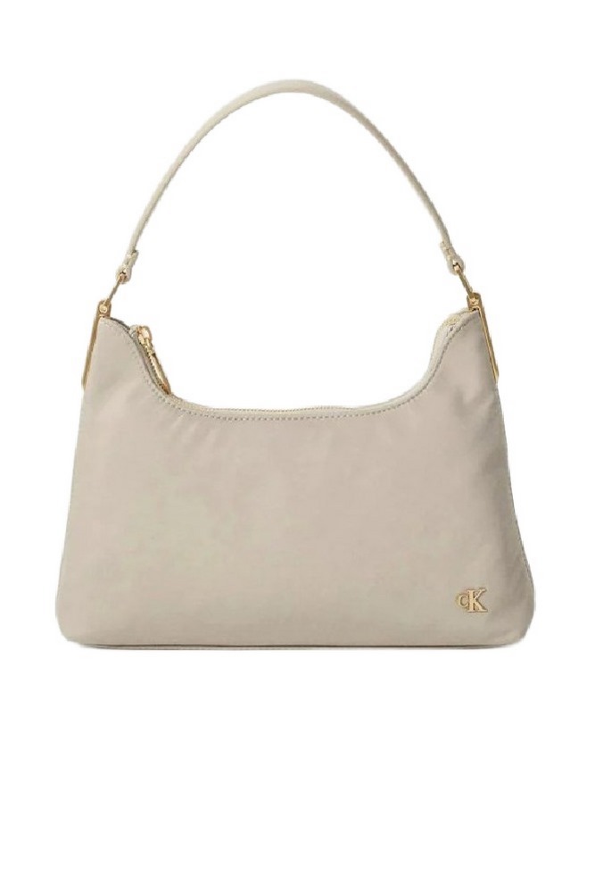 CALVIN KLEIN SATIN NYLON SMALL SHOULDER BAG ΤΣΑΝΤΑ ΓΥΝΑΙΚΕΙΑ BEIGE