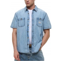 GUESS JEANS REGULAR SS DENIM ΠΟΥΚΑΜΙΣΟ ΑΝΔΡΙΚΟ LIGHT DENIM