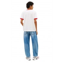 TOMMY JEANS REG WAVING FLAG RINGER T-SHIRT ΜΠΛΟΥΖΑ ΑΝΔΡΙΚΗ ECRU