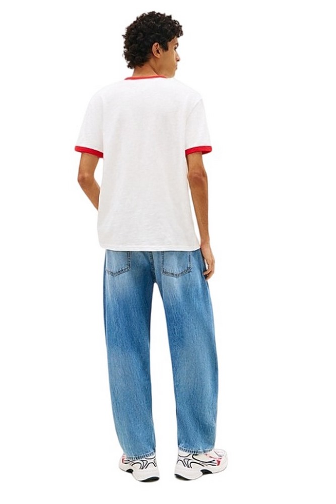 TOMMY JEANS REG WAVING FLAG RINGER T-SHIRT ΜΠΛΟΥΖΑ ΑΝΔΡΙΚΗ ECRU