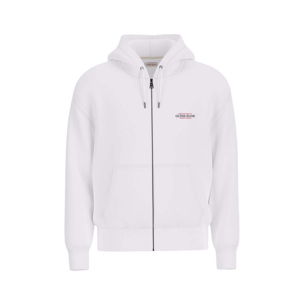 GUESS JEANS ZIP HOOD REG AM TRAD SWEAT ΖΑΚΕΤΑ ΦΟΥΤΕΡ ΑΝΔΡΙΚΗ WHITE